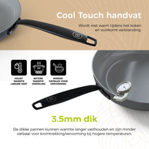 BE Living Casserole avec Couvercle - Ø 28 cm - Revêtement antiadhésif céramique - Sans PFAS - Adaptée à tous feux - Gris