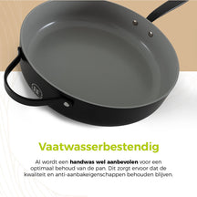 Casserole avec couvercle BE Living - Ø 28 cm - Revêtement antiadhésif en céramique - Sans PFAS - Adaptée à tous feux - Noir