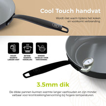 Casserole avec couvercle BE Living - Ø 28 cm - Revêtement antiadhésif en céramique - Sans PFAS - Adaptée à tous feux - Noir