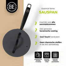 BE Living Casserole avec Couvercle - Ø 18 cm - Revêtement antiadhésif céramique - Sans PFAS - Adaptée à tous feux - Gris