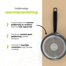 BE Living Casserole avec Couvercle - Ø 18 cm - Revêtement antiadhésif céramique - Sans PFAS - Adaptée à tous feux - Gris