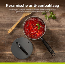 BE Living Casserole avec Couvercle - Ø 18 cm - Revêtement antiadhésif céramique - Sans PFAS - Adaptée à tous feux - Gris