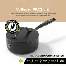 BE Living Casserole avec Couvercle - Ø 18 cm - Revêtement antiadhésif céramique - Sans PFAS - Adaptée à tous feux - Noir