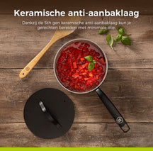 BE Living Casserole avec Couvercle - Ø 18 cm - Revêtement antiadhésif céramique - Sans PFAS - Adaptée à tous feux - Noir