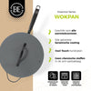 BE Living Poêle Wok avec Couvercle - Ø 30 cm - Revêtement antiadhésif en céramique - Sans PFAS - Adaptée à toutes sources de chaleur - Gris