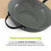 BE Living Poêle Wok avec Couvercle - Ø 30 cm - Revêtement antiadhésif en céramique - Sans PFAS - Adaptée à toutes sources de chaleur - Gris