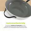 BE Living Poêle Wok avec Couvercle - Ø 30 cm - Revêtement anti-adhésif en céramique - Sans PFAS - Adaptée à toutes sources de chaleur - Blanc