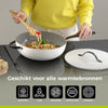 BE Living Poêle Wok avec Couvercle - Ø 30 cm - Revêtement anti-adhésif en céramique - Sans PFAS - Adaptée à toutes sources de chaleur - Blanc