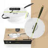 BE Living Poêle Wok avec Couvercle - Ø 30 cm - Revêtement anti-adhésif en céramique - Sans PFAS - Adaptée à toutes sources de chaleur - Blanc