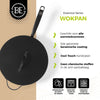 BE Living Poêle Wok avec Couvercle - Ø 30 cm - Revêtement antiadhésif en céramique - Sans PFAS - Adaptée à toutes sources de chaleur - Noir