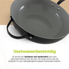 BE Living Poêle Wok avec Couvercle - Ø 30 cm - Revêtement antiadhésif en céramique - Sans PFAS - Adaptée à toutes sources de chaleur - Noir