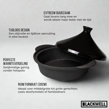 Tagine en fonte Blackwell - Noir ø 30 cm / 3 litres - sans revêtement antiadhésif