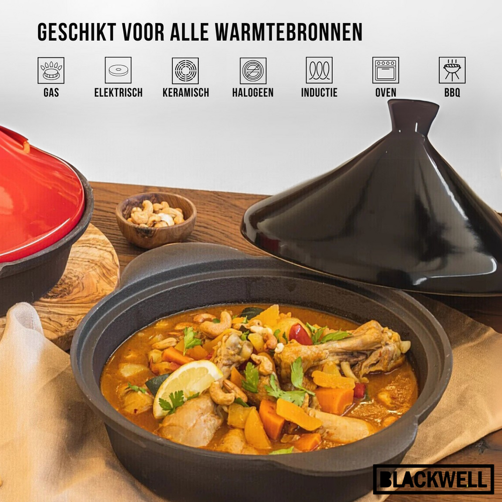 Tagine en fonte Blackwell - Noir ø 30 cm / 3 litres - sans revêtement antiadhésif