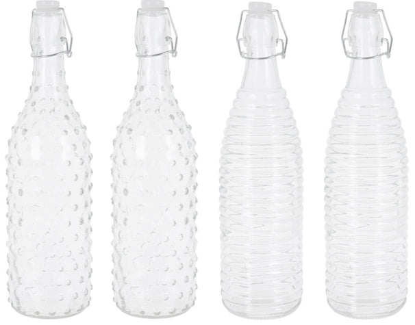 Beugelflessen Dots & Lines - 1 Liter - 4 Stuks - Cookinglife