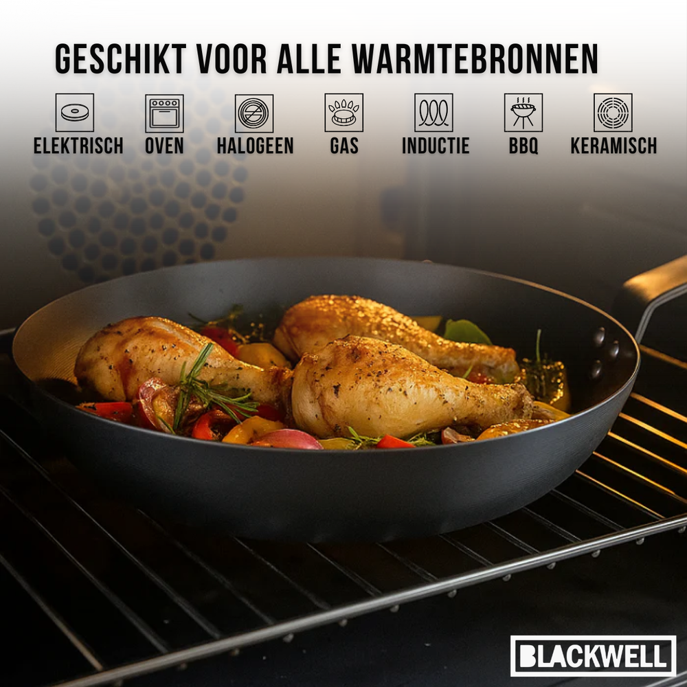 Blackwell Koekenpannenset Carbon Staal ø 24 & 28 cm - zonder anti-aanbaklaag
