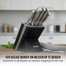 Bloc de couteaux Blackwell - Noire - Couteau de chef, Couteau Santoku, Couteau à pain, Couteau d'office & Couteau éplucheur 6 pièces