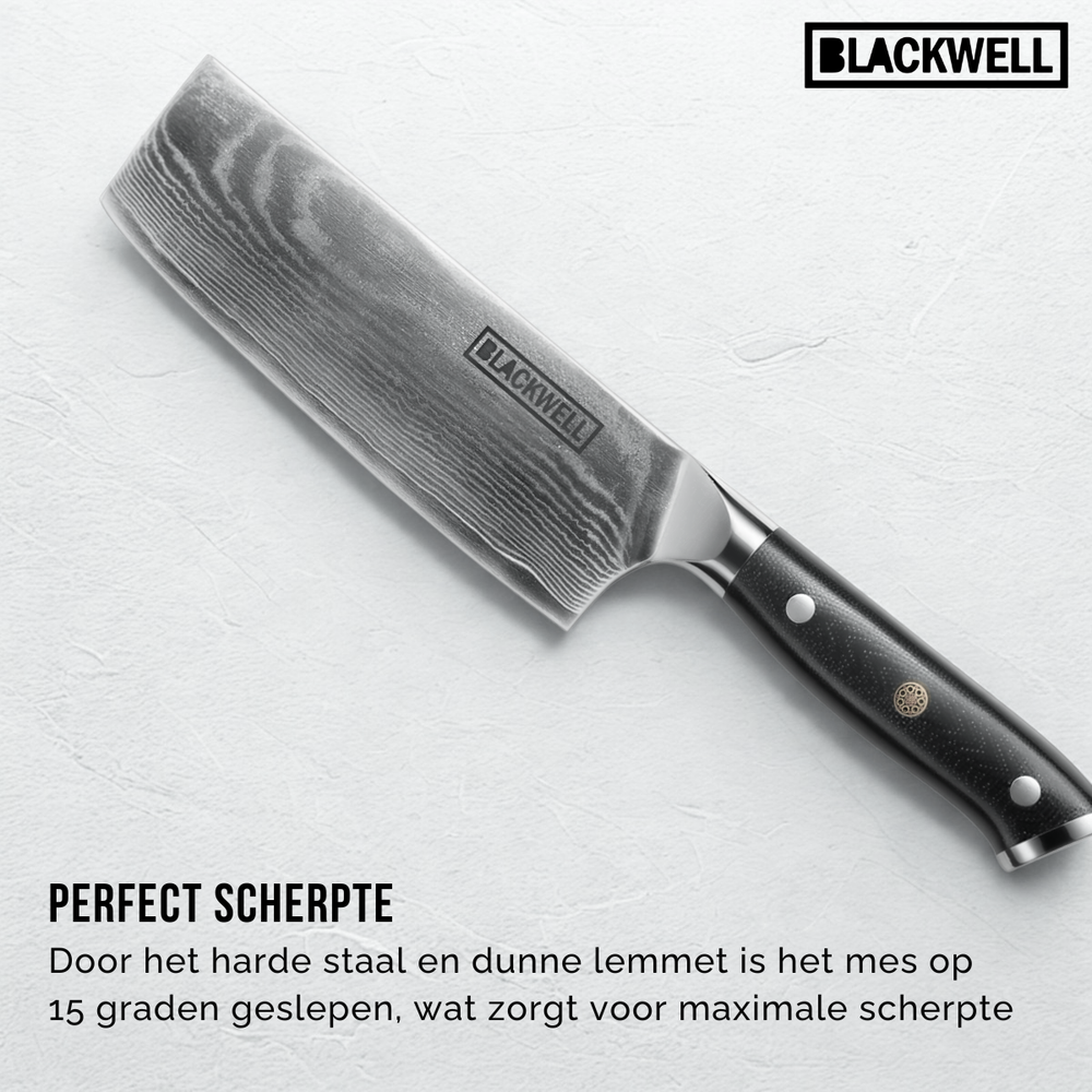 Blackwell Knife Set (Couteau de chef + Couteau à légumes/Nakiri) - Style japonais - Acier damassé 67 couches - VG10 - 2 pièces