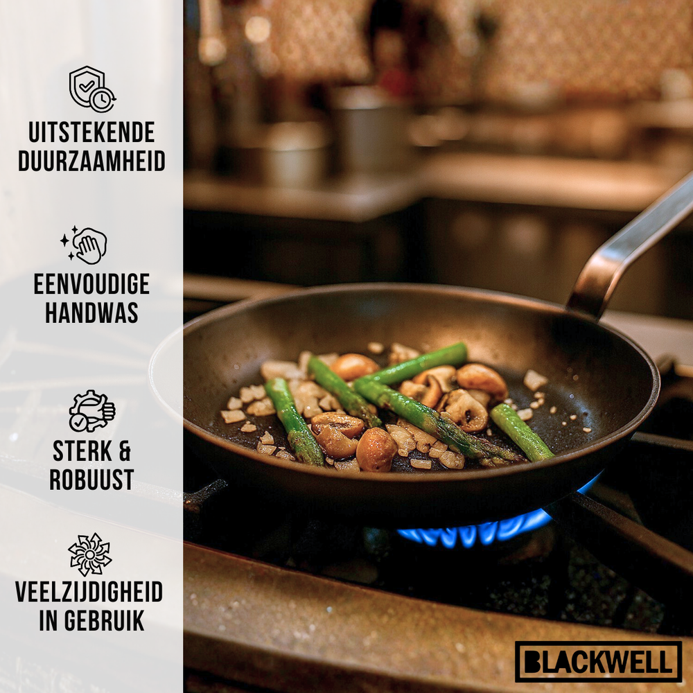 Blackwell Koekenpan Plaatstaal - Lyonnaiserpan - ø 30 cm - zonder anti-aanbaklaag