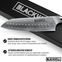 Couteau santoku Blackwell - en acier damassé - Damascus - 19 cm