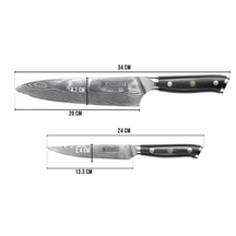 Set de couteaux Blackwell (Couteau de chef + Couteau de bureau) - Style japonais - Acier damassé 67 couches - VG10 - 2 pièces