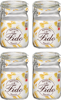 Bormioli Rocco Weckjars Fido - 11 x 11 cm / 1 litre - carré - 4 pièces