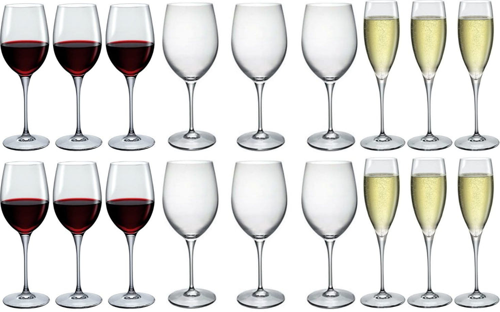 Bormioli Rocco Wine Glass Set Premium (Verres à vin et verres à champagne) - ensemble de 18 pièces