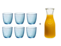 Bormioli Rocco Verres Slot Bleu 290 ml - 6 Pièces + Carafe Cookinglife 1 L
