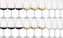 Bormioli Rocco Wine Glass Set Nexo (verres à vin rouge, verres à vin blanc et coupes à champagne) - Ensemble de 18 pièces