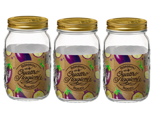 Ensemble de bocaux Bormioli Rocco - Weckpot - 1 litre - 3 pièces