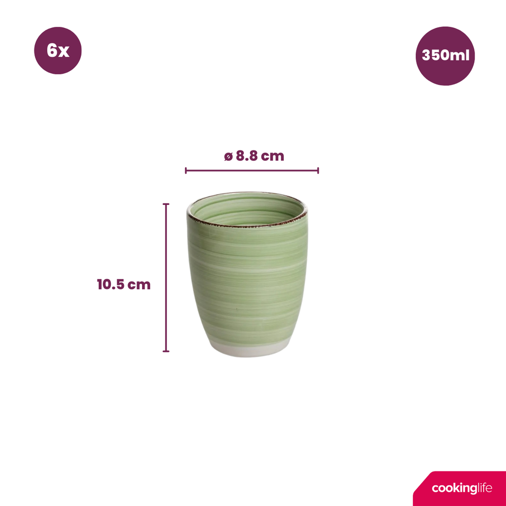 Tasses Cookinglife Delice Vert 350 ml - 6 pièces