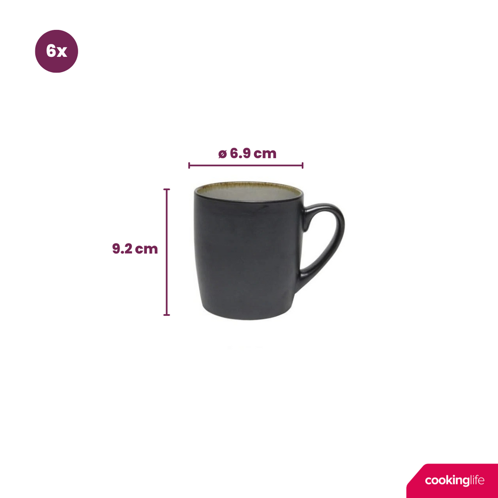 Mugs Cookinglife Nola Gris Chaud - 350 ml - 6 pièces