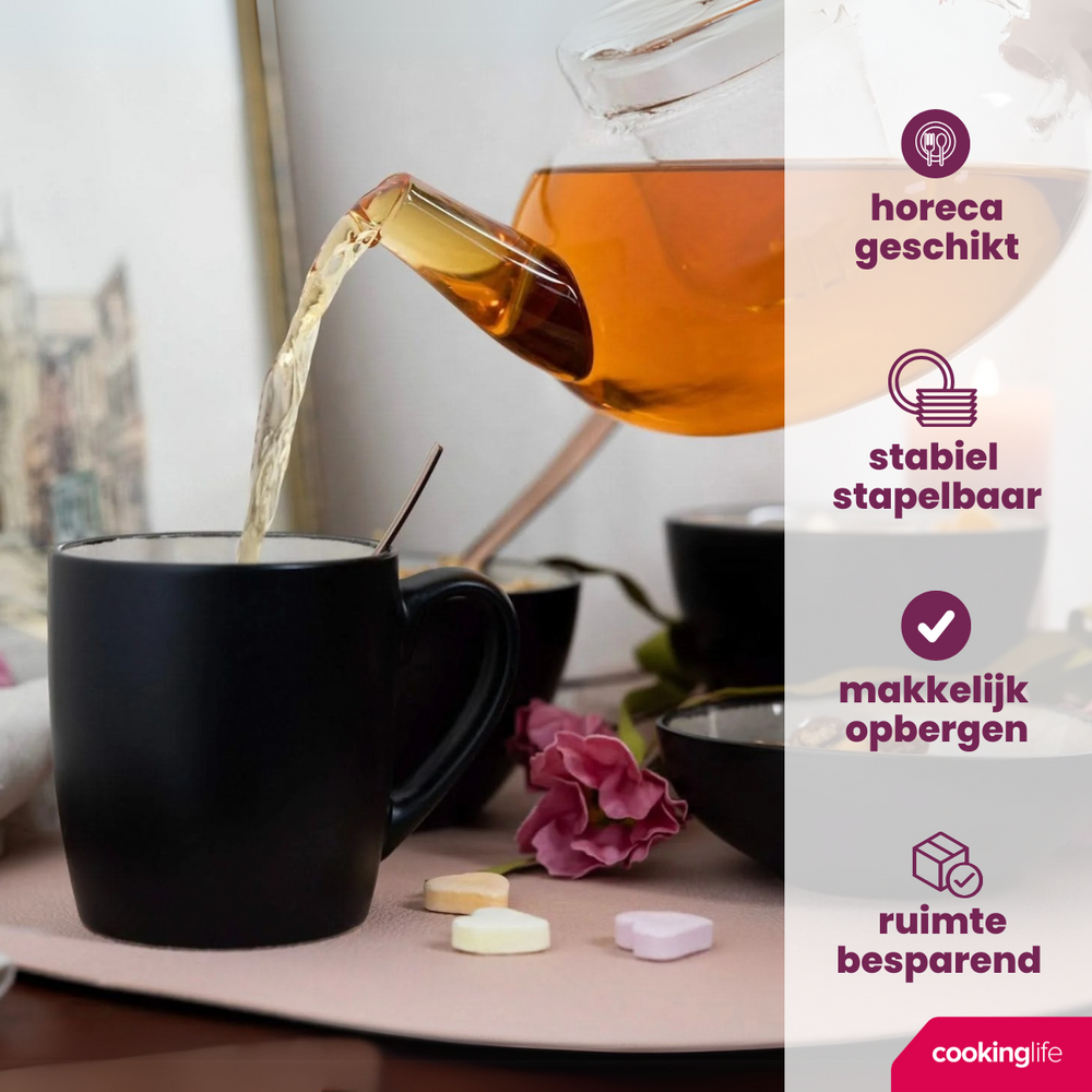 Mugs Cookinglife Nola Gris Chaud - 350 ml - 6 pièces