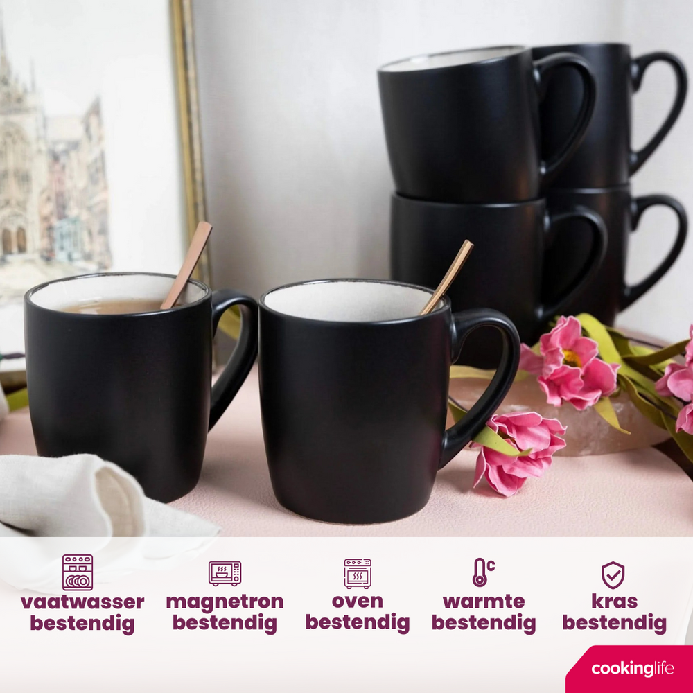 Mugs Cookinglife Nola Gris Chaud - 350 ml - 6 pièces