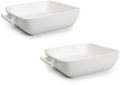 BonBistro Plat à four Yong Squito - 19 x 19 x 6 cm / 1,4 Litre - Blanc - 2 pièces