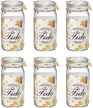 Ensemble de bocaux Bormioli Rocco - Bocaux carrés - Fido - 1,5 L - 6 pièces