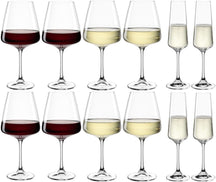 Ensemble de verres à vin Leonardo (Verres à vin rouge + Verres à vin blanc + Verres à champagne) Paladino - Ensemble de 12 pièces