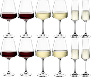 Ensemble de verres à vin Leonardo (Verres à vin rouge + Verres à vin blanc + Verres à champagne) Paladino - Ensemble de 12 pièces