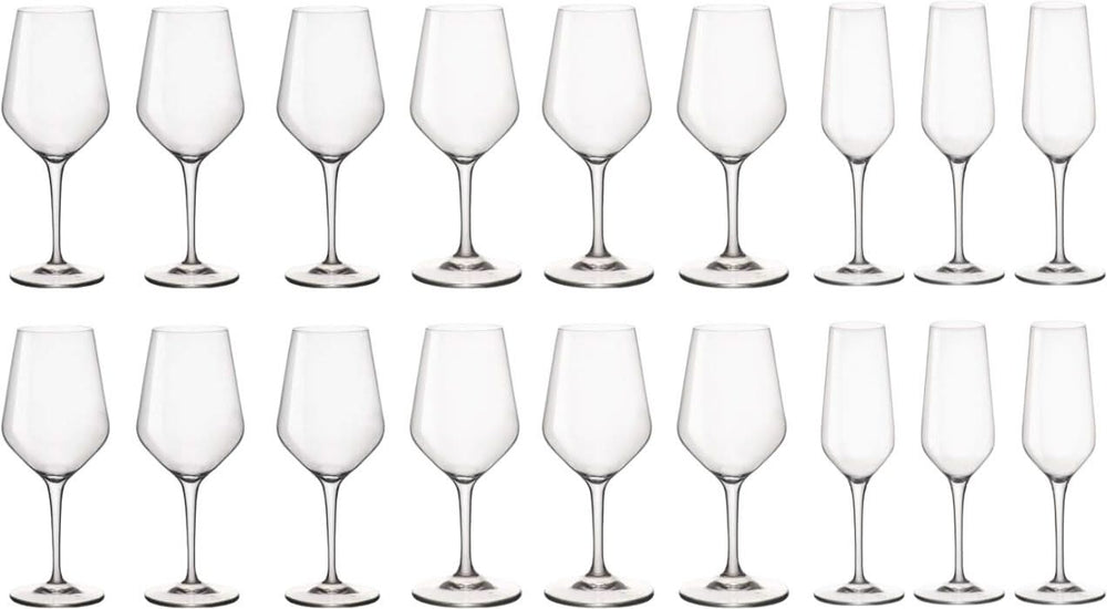 Bormioli Rocco Ensemble de verres à vin Electra - (Verres à vin rouge &amp; Verres à vin blanc &amp; Verres à champagne) - Ensemble de 18 pièces