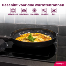 Cookinglife Koekenpannenset Black Cera - ø 24 & 28 cm - keramische anti-aanbaklaag - geschikt voor alle warmtebronnen