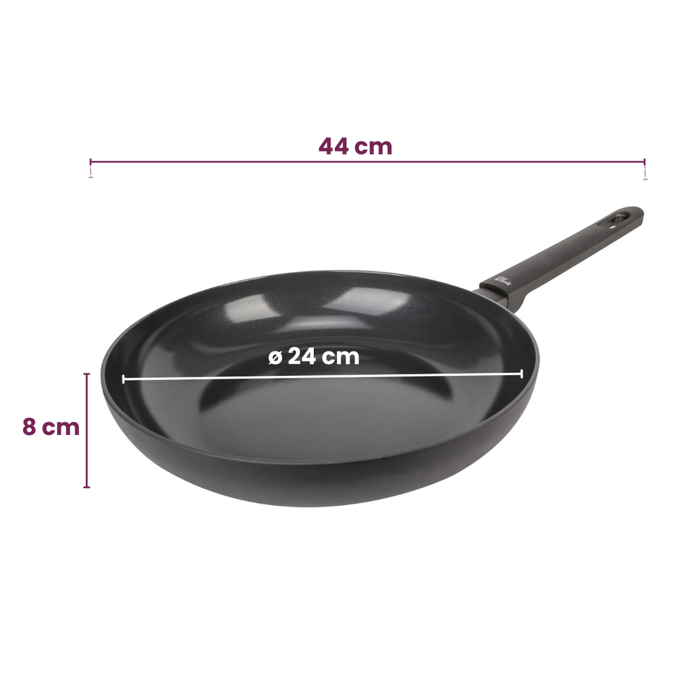 Cookinglife Koekenpannenset Black Cera - ø 24 & 28 cm - keramische anti-aanbaklaag - geschikt voor alle warmtebronnen