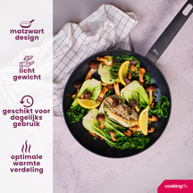 Cookinglife Koekenpannenset Black Cera - ø 24 & 28 cm - keramische anti-aanbaklaag - geschikt voor alle warmtebronnen
