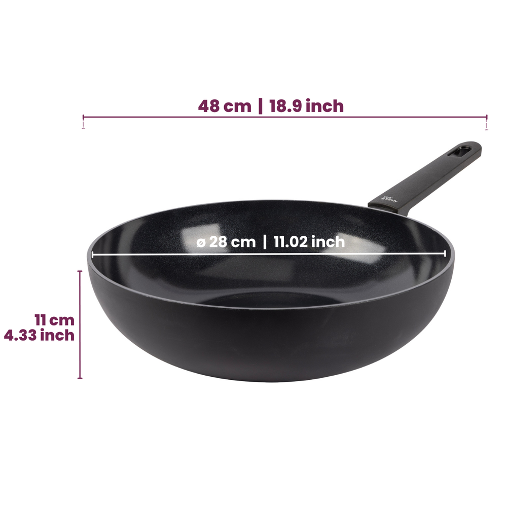 Cookinglife poêle wok Black Cera Ø 28 cm – revêtement antiadhésif céramique