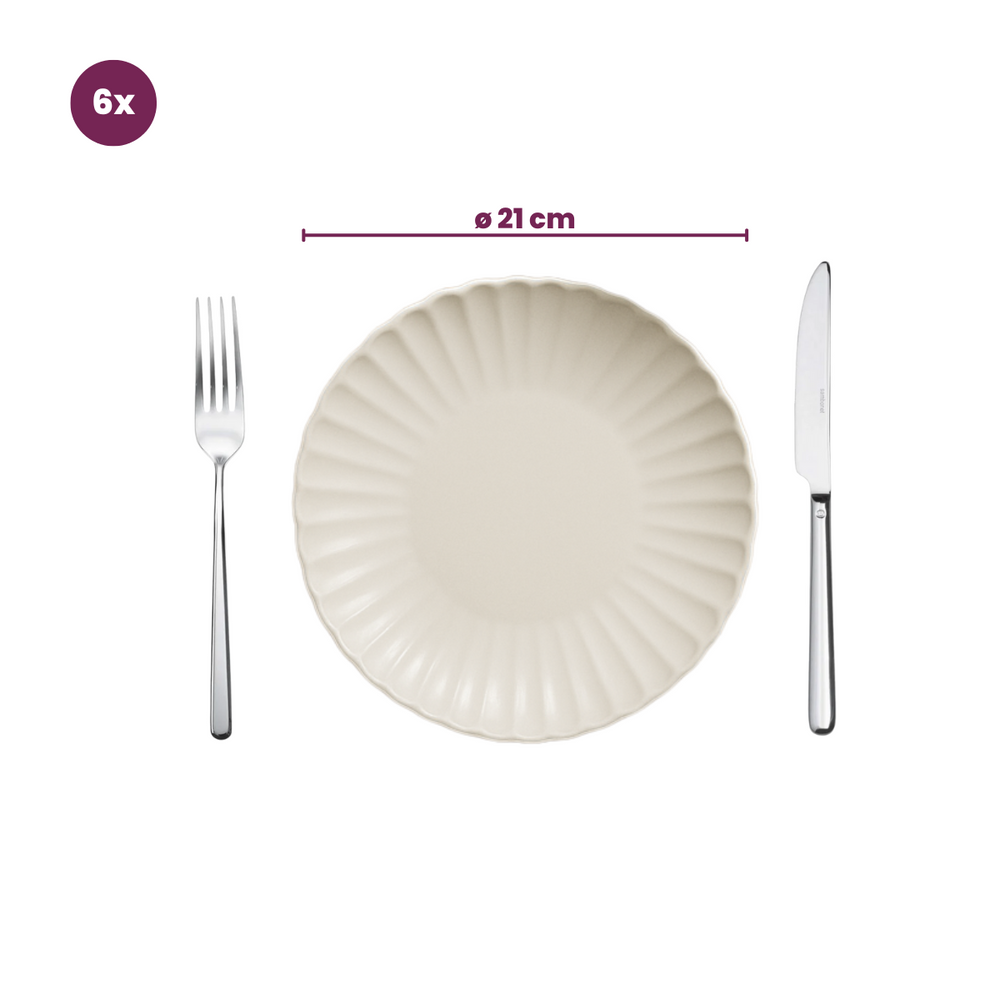 Service de vaisselle Cookinglife Cardida Off White 18 pièces / 6 personnes - 6 assiettes à dîner, 6 assiettes à petit-déjeuner et 6 bols