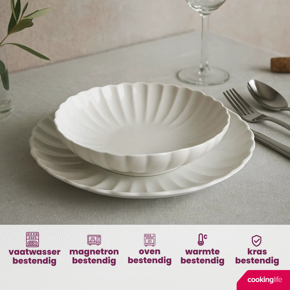 Assiette creuse Cookinglife Cardida Off White ø 20 cm - 6 pièces