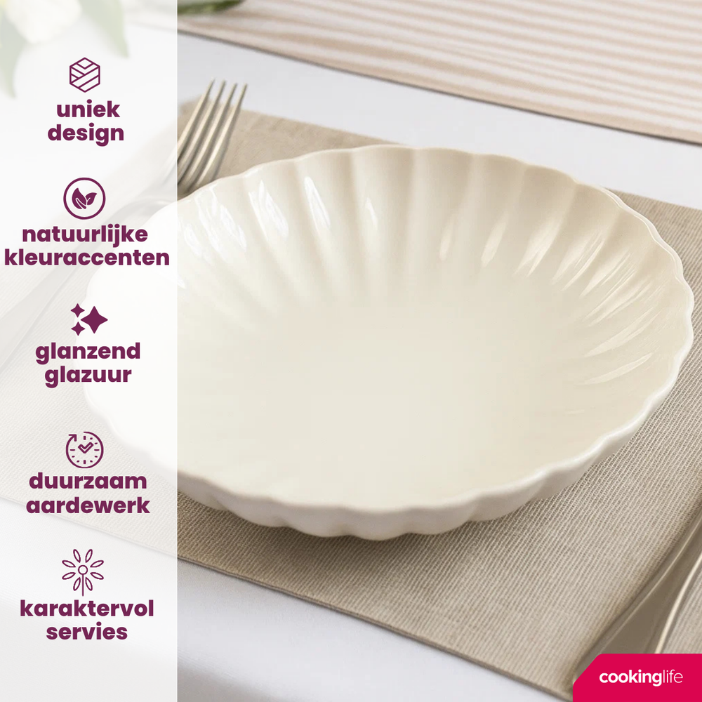 Assiette creuse Cookinglife Cardida Off White ø 20 cm - 6 pièces