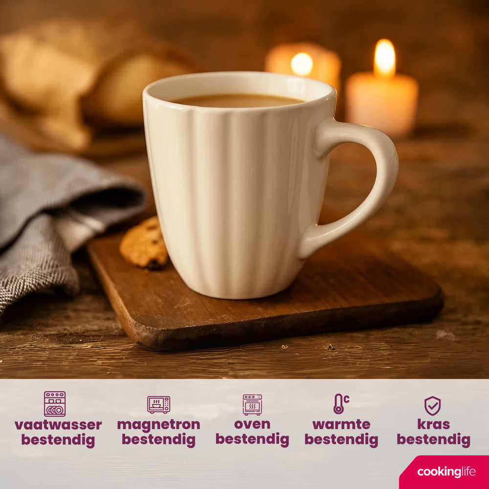 Mugs Cookinglife Cardida Off White 350 ml - 6 pièces