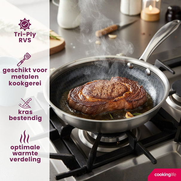 Cookinglife poêle HexaCook Ø 20 cm – compatible avec toutes les sources de chaleur – revêtement antiadhésif céramique 