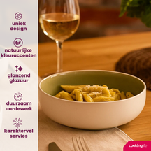 Service de vaisselle Cookinglife Mos Vert 18 pièces / 6 personnes - 6 assiettes à dîner, 6 assiettes à petit-déjeuner et 6 bols