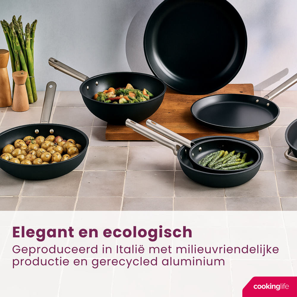 Cookinglife Wokpan ProForge ø 28 cm - keramische anti-aanbaklaag - geschikt voor alle warmtebronnen