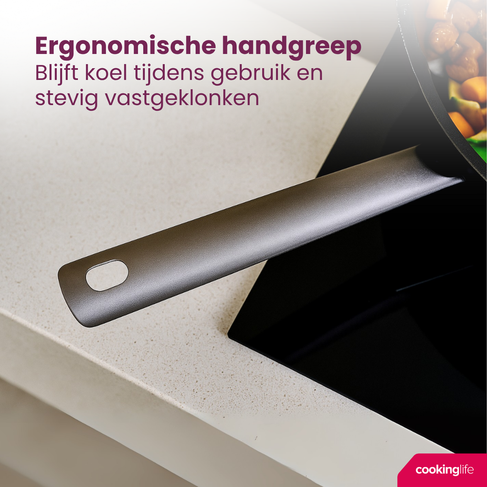 Cookinglife Wokpan ProForge ø 28 cm - keramische anti-aanbaklaag - geschikt voor alle warmtebronnen
